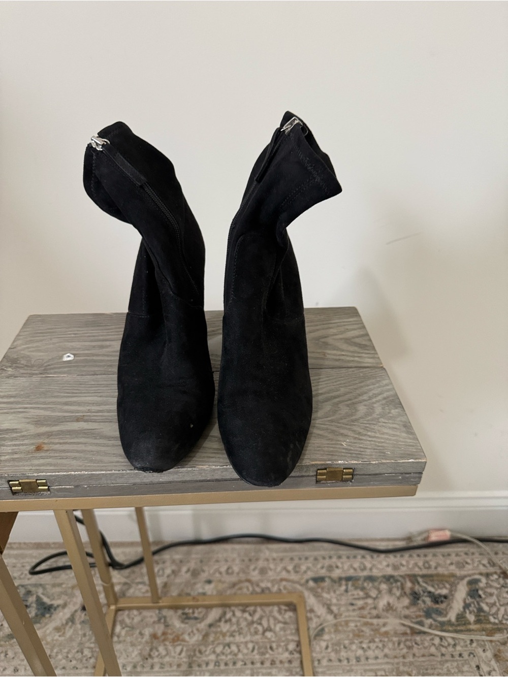 Madden Girl Black Suede Ankle Booties with Side Zip